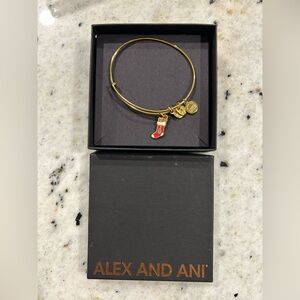 Alex and Ani Gold Santa Stocking Bracelet